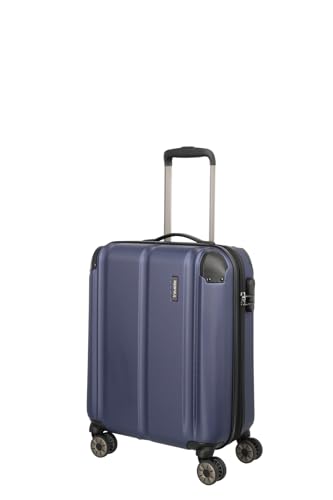 Travelite 4-Rad Handgepäck Koffer mit Dehnfalte erfüllt IATA Bordgepäckmaß, Gepäck Serie CITY: Robuster Hartschalen Trolley mit kratzfester Oberfläche, 073044-20, 55 cm, 40 Liter, marine (blau)
