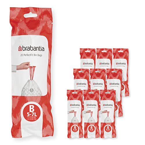 Brabantia PerfectFit Bags Müllbeutel, Kunststoff, White, 5L