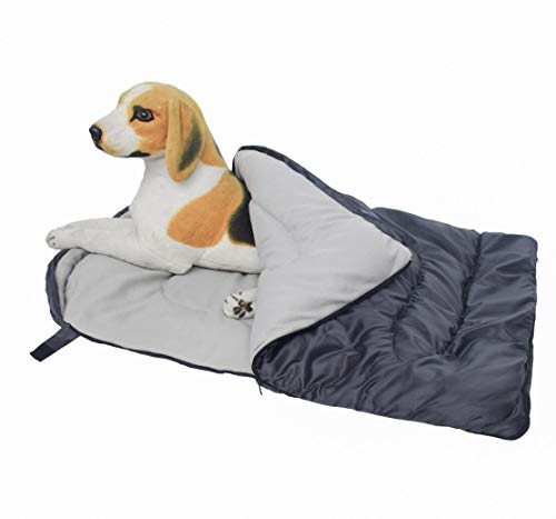 HALAWAKA Wasserdichter Hundeschlafsack Haustierbett Rucksack Warm mit tragbarer Aufbewahrungstasche für Reisen Camping 114,8 x 73,7 cm (Grau)