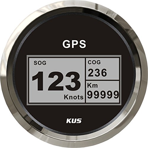 KUS Wasserdichte Digitale GPS Tacho Kilometerzähler Mit Hintergrundbeleuchtung Für Schiff Boot Yacht 85mm 9-32V(Schwarz)