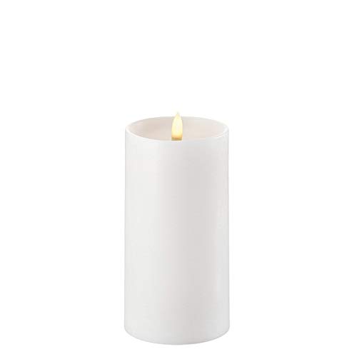 Piffany Copenhagen Uyuni Lighting Pillar LED Kerze tiefer Docht 7,8 x 15 cm Echtwachs Weiss - 6 Stunden Timerfunktion - Keine Brandgefahr, Keine Rußbildung und kein Geruch