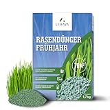 LERAVA Rasendünger Frühjahr - Langzeitdünger - dichter, tiefgrüner & robuster Rasen statt Moos & Unkraut - Ideal beim Einsatz von Mährobotern - 300m²