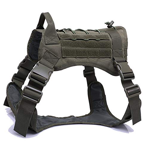 ZXGQF Tactical Dog Vest Harness, No Pull Dog Wasserdichter Westentrainingsgurt mit Komfortkontrollgriff für mittlere/große Hunde beim Training Walking (XL,Green)