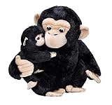 Wild Republic Mom and Baby Schimpanse, Großes Kuscheltier, 38 cm, Geschenkidee für Kinder, Kuscheltier mit Baby, Riesen-Stofftier aus recycelten Wasserflaschen
