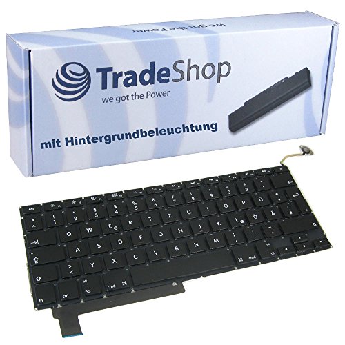 Trade-Shop Premium Laptop-Tastatur Notebook Keyboard Ersatz Deutsch QWERTZ für Apple MacBook Pro 15" 38,1cm A1286 MC118 MB985 (Hintergrundbeleuchtung)