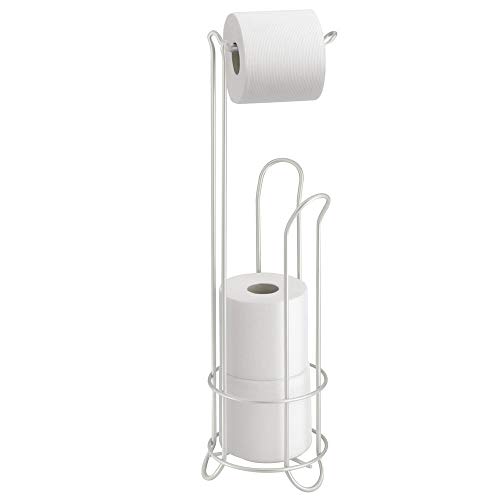 iDesign Classico Klorollenhalter, Toilettenpapierhalter ohne Bohren aus Metall, perlmuttweiß