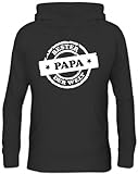 Shirtstreet24, Bester Papa der Welt Stempel, Vatertag Herren Kapuzen Sweatshirt Hoodie - Pullover, Größe: L,Schwarz