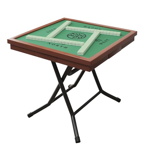 NVYAZJ Klappbarer Mahjong-Tisch aus Holz, quadratischer Kartentisch für 4 Spieler mit Schublade, verschleißfester Nylon-Desktop-Majiang-Tisch, Halterung aus Kohlenstoffstahl, 80 x 80 cm