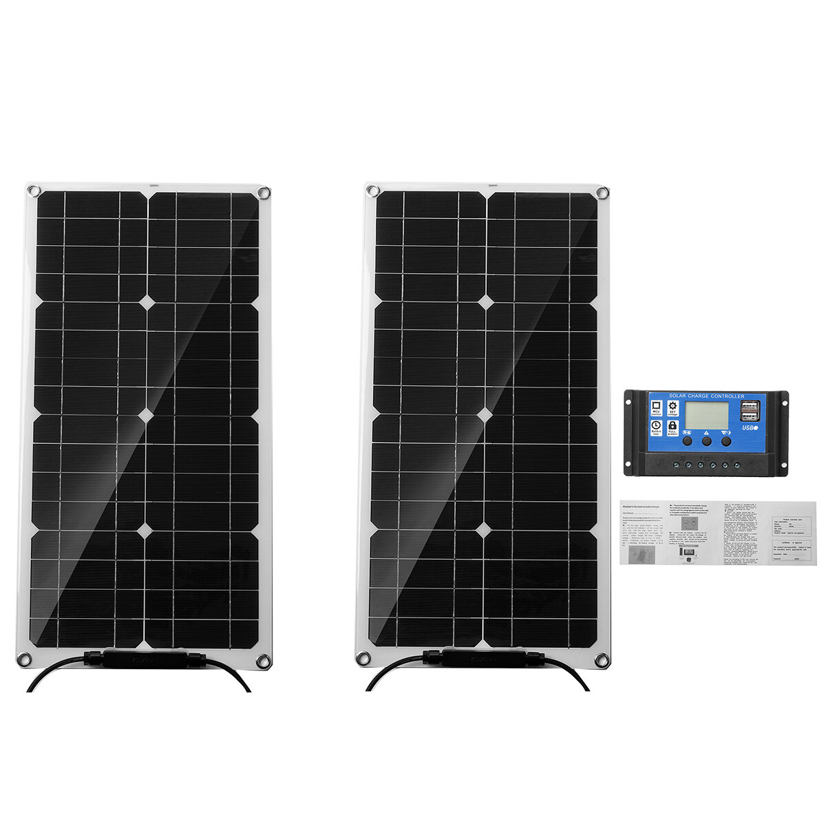 12V 50W Tragbares Solarpanel mit Controller Trickle-Batterieladegerät für Auto, Van, Boot, Wohnwagen, Camper
