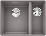 BLANCO SUBLINE 340/160-F – Flächenbündige Doppelspüle für die Küche für 60 cm breite Unterschränke – aus SILGRANIT – grau – 523570