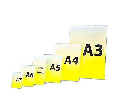 15 Stück Hansen Werbeaufsteller / Tischaufsteller / L-Aufsteller / L-Ständer aus Acryl / Acrylglas, für Format: DIN A6 Hochformat