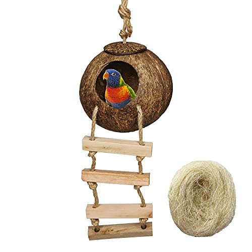 Hamiledyi Vogelkäfig Naturkäfig Spielzeug für Haustier Vogel Natur Kokosfaser für Vogelnest (2 Stück), Bird Coco Nest