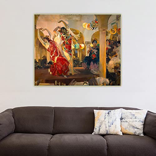 Joaquin Sorolla《Women Dancing Flamenco At The Cafe Novedades In Seville》Canvas Art Oil Painting Home Decor Poster Print 50x70cm Frameless