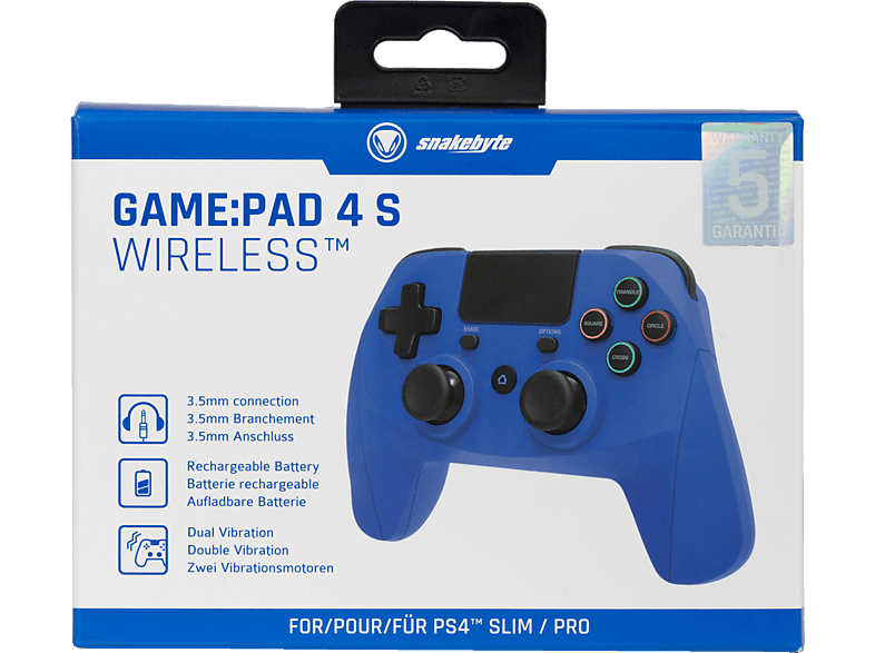 SNAKEBYTE Game:Pad 4 S wireless BLUE Controller Blau für PlayStation 2