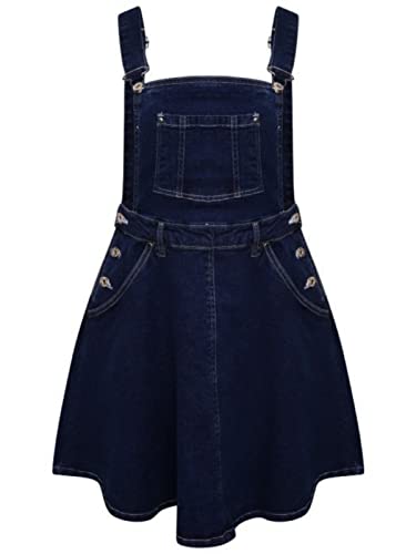 Ro Rox Denim Latzkleid Retro Rockabily 1950er Jahre Vintage-Stil Pinup Jeans Kleid, Dark Blau, 4XL
