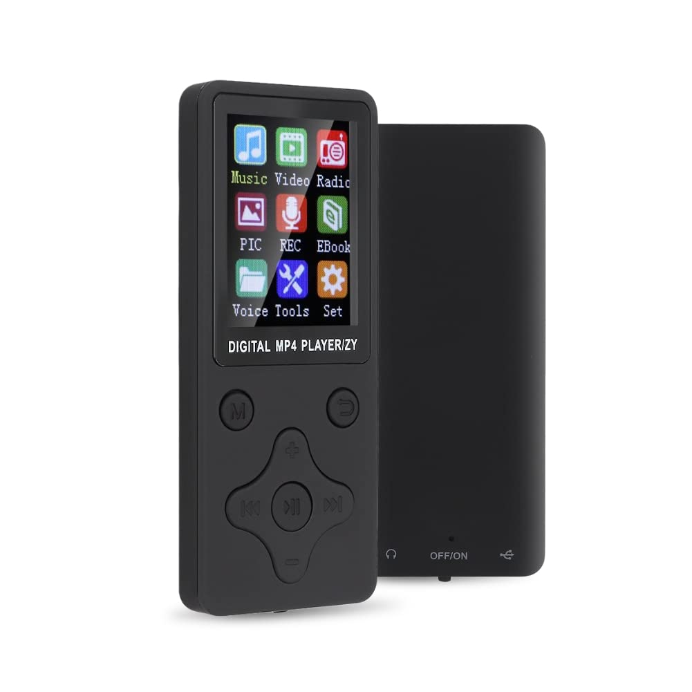 T1 Musik MP3 MP4 Player 8G Bluetooth Unterstützung 32G Speicherkarte und Bluetooth 4.2 Rhombus-Tasten, MP3-Musikformat und AMV-Videoformat(schwarz)