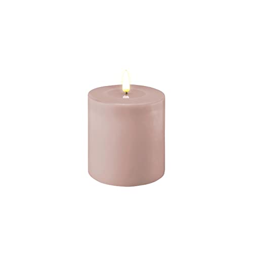 LED Kerze Deluxe Homeart, Indoor LED-Kerze mit realistischer Flamme auf einem Echtwachsspiegel,warmweißes Licht- (Rose)