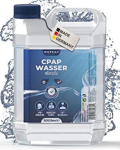 Mapeau 5L Keimreduziertes Wasser für Luftbefeuchter I Sauerstoff-Geräte, Inhalator, destilliertes Wasser für medizinische Zwecke CPAP, 5 Liter Kanister