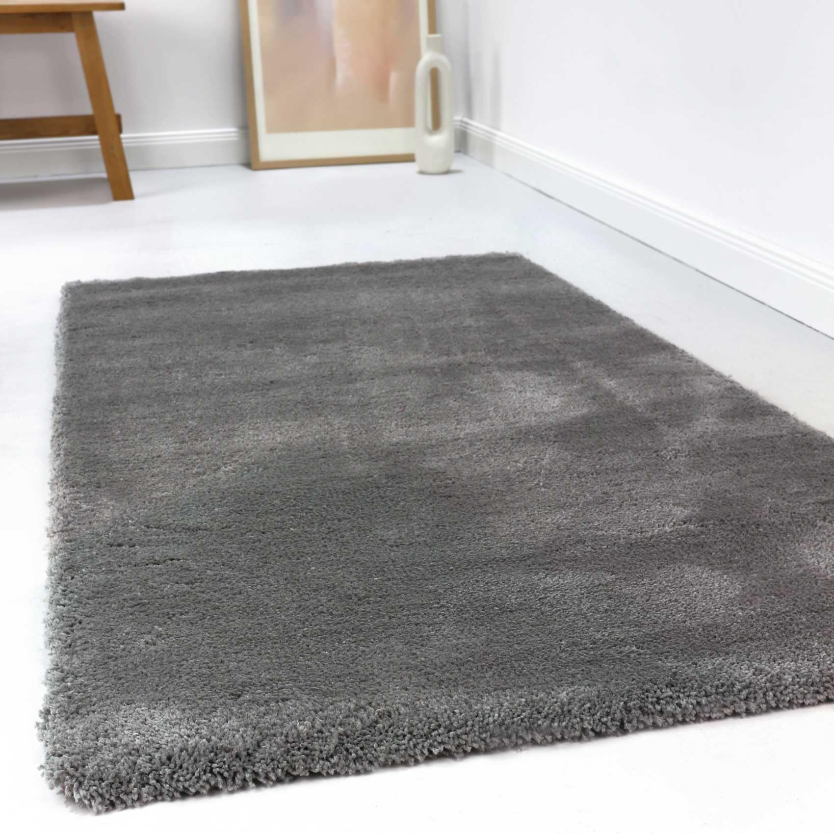 wecon home Kuschelig weicher Esprit Hochflor Teppich, bestens geeignet fürs Wohnzimmer, Schlafzimmer und Kinderzimmer RELAXX (80 x 150 cm, Taupe grau)