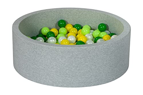 Velinda Bällebad Ballpool Kugelbad Bällchenbad Bällchenpool Kinder Pool mit 150 Bällen (Farbe der Bälle: perlweiß, gelb, grün, hellgrün)