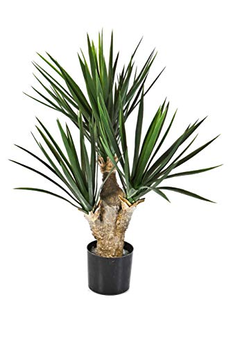 artplants.de Künstlicher Yucca Busch, 107 Blätter, Deluxe, 70cm - Kunstbusch - Yucca Kunstpflanze