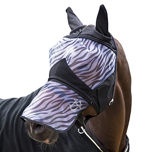 Horze Zebra-Fliegenmaske mit Nüsterschutz, Schwarz, XL