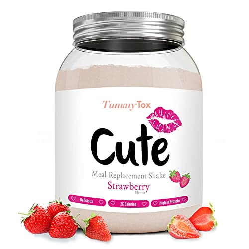 CUTE NUTRITION® Diät-Shake zum Abnehmen + Energy Boost | 500g | Mahlzeitenersatz Shake Erdbeere inkl. Trainingsplan | Protein-Pulver Low Carb | Eiweißpulver GVO-frei