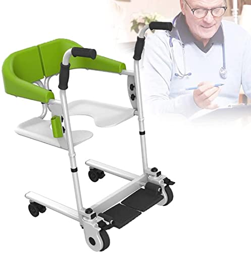 Patientenlift-Transfer-Mobilitätsstuhl Patientenlift-Rollstuhl für zu Hause, tragbarer Transferlifter mit 180° geteiltem Sitz, medizinischer Nachttoiletten-Badezimmerstuhl, manueller Lift fü