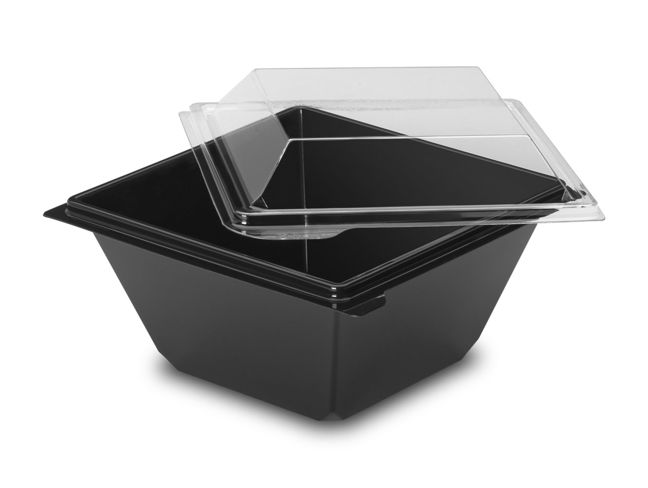 GUILLIN carpot371pn Karton Topf Salat Deckel Boden unabhängigen, Kunststoff, schwarz, 11,4 x 11,4 x 5,5 cm