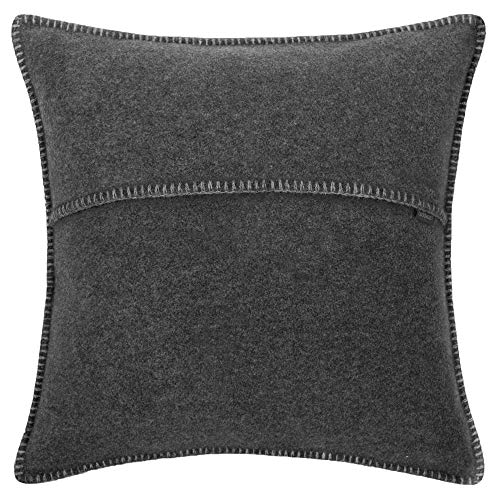 Soft-Fleece-Kissenbezug - Polarfleece mit Häkelstich - weiche, hochwertige Sofa-Kissenhülle - 40x40 cm - 960 anthracite mel. - von 'zoeppritz since 1828'