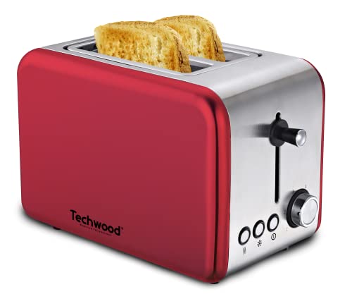 Techwood TGPI-705 Toaster, Edelstahl, Rot