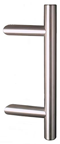 HISKA Haustürgriff Edelstahl, Länge 320mm Achsmaß 200mm, Stossgriff, Stangengriff mit 45° Haltern, Made in Germany
