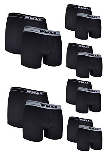 DMAX 2|4|6|12 STK. Herren Boxershorts, wahlweise in Schwarz oder Weiß in Größen von M-XXL (XL, 12 Hosen Schwarz)