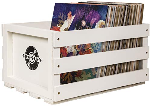 Crosley AC1004A-WH Schallplattenaufbewahrungsbox für bis zu 75 Alben, weiß
