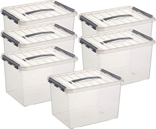 Sunware Aufbewahrungsbox - 6 Boxen à 22 Liter im Set / 40 x 30 x 26 cm mit Clic-Verschluß und Tragegriff