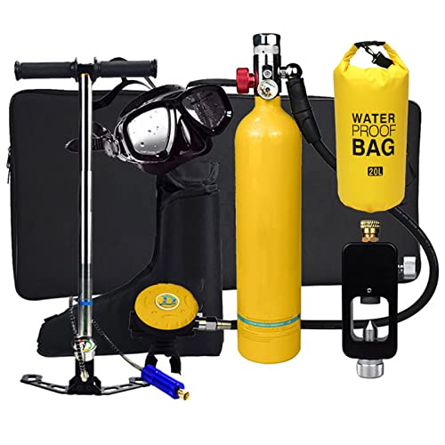 FGKING Sauerstoffflasche Tauchen Scuba Diving Tank Equipment, Mini Scuba Dive Cylinder with 12-20 Minutes Capability, Tragbare Tauchausrüstung Corrosion Resistant Material with Refillable Design,Gelb