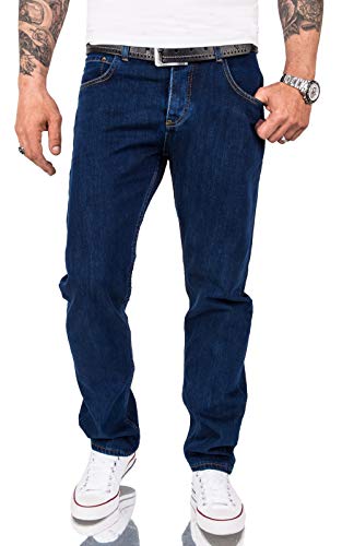 Rock Creek Herren Jeans Hose Comfort Fit Jeans Herrenjeans Herrenhose Denim Stonewashed Basic Weites Bein Raw RC-3100 Dunkelblau W29 L32