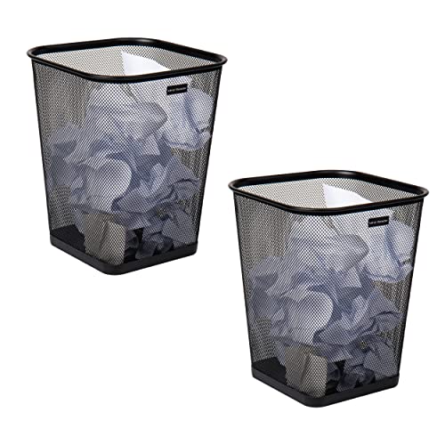 Mind Reader 2SQUAGA-BLK 2-teiliges Mülleimer-Set, Recycling-Mülleimer, quadratisch, Metallgeflecht, schwarz