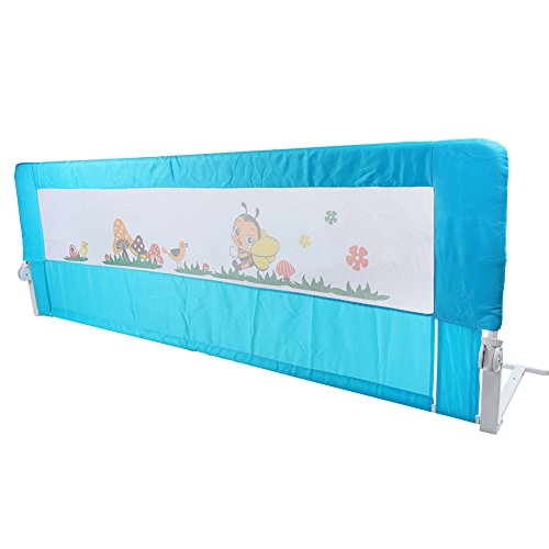 Kinder Bettschutzgitter, Fallschutz Bed-Rail beim Schlafen Klappbar passend für Kinder-Eltern-Betten 180x64CM Blau