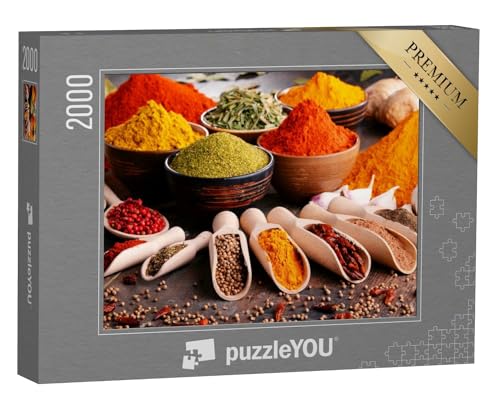 puzzleYOU: Puzzle 2000 Teile „Eine Vielzahl von Gewürzen und Kräutern auf dem Küchentisch“