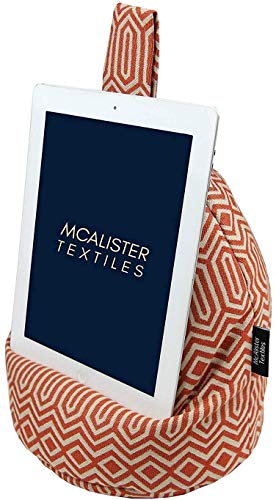 McAlister Textiles Colorado | Mini Bean Bag | praktisches Bücherkissen in Terracotta Orange | Ständer für Buch, Tablet, Handy, eBook Reader