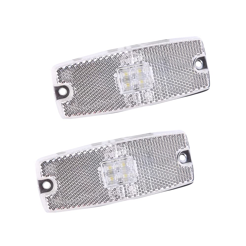 AOHEWEI 2 x Weiß LED Seitenmarkierungsleuchten Lkw Markierungsleuchten Pkw Anzeige Positionsleuchte Lampe Vorderseite mit Reflektor für Anhänger Van Wohnwagen 10~30V ECE-genehmigt (Weiß)