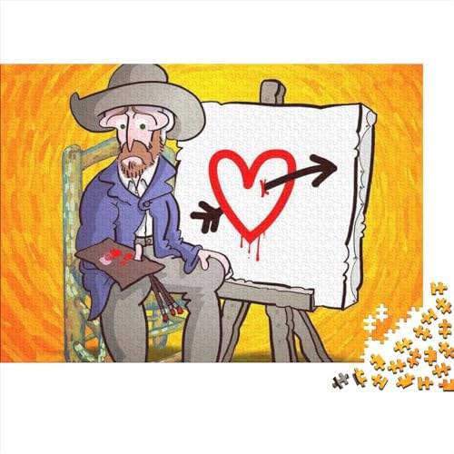 Karikatur Van Gogh Jigsaw Brain Teaser Stressabbau Puzzle Für Erwachsene Herausfordernde Familie Spielzeug Für Jungen Mädchen Als Weihnachten Geburtstag Geschenke 1000pcs (75x50cm)