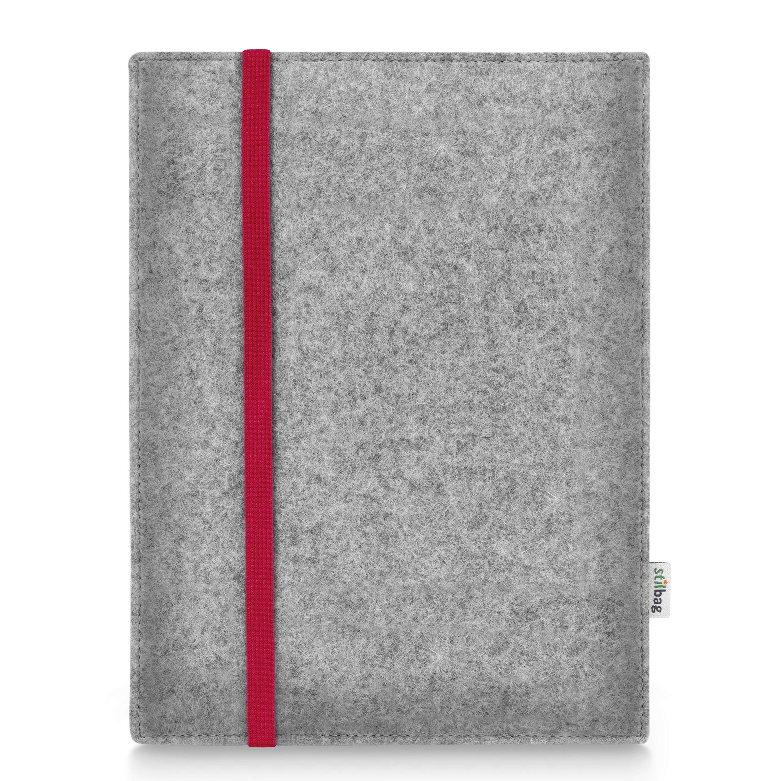 Stilbag Hülle für Apple iPad (2018) | Etui Case aus Merino Wollfilz | Modell Leon in hellgrau/rot | Tablet Schutz-Hülle Made in Germany