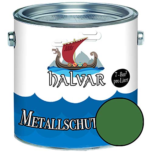 Halvar Metallschutzlack SEIDENMATT Grün RAL 6000-6037 Metallfarbe besonders robuster Kunstharzlack Wetterbeständig & perfekter Langzeitschutz Metall (1 L, RAL 6001 Smaragdgrün)