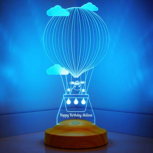 Sentidos Personalisiertes Geschenk 3D Led Lampe, Wunschtext, Schlummerlicht, Farbwechsel Dekor Lampe (Lämmchen Fliegender Ballon) - Sevgi Lambası