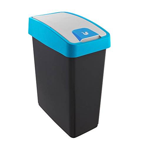 keeeper Premium Abfallbehälter mit Flip-Deckel, Soft Touch, 25 l, Magne, Blau