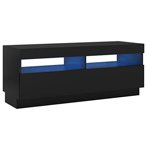vidaXL TV Schrank mit LED-Leuchten Lowboard TV Möbel Tisch Board Sideboard Fernsehtisch Fernsehschrank HiFi-Schrank Schwarz 100x35x40cm