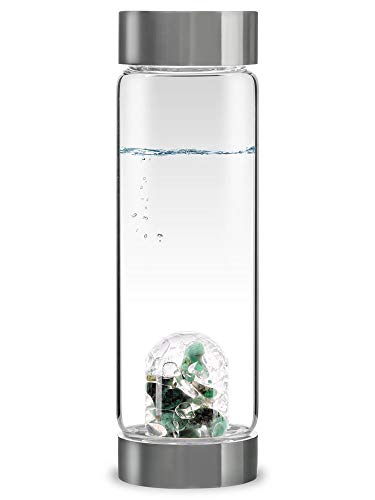 VitaJuwel ViA VITALITY - Wasserflasche mit Smaragd & Bergkristall für Regeneration