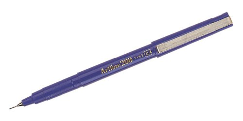 Artline 200 Fineliner mit Tinte auf Wasserbasis 0,4 mm Schreibspitze 0,4 mm Strichbreite 12er Pack blau